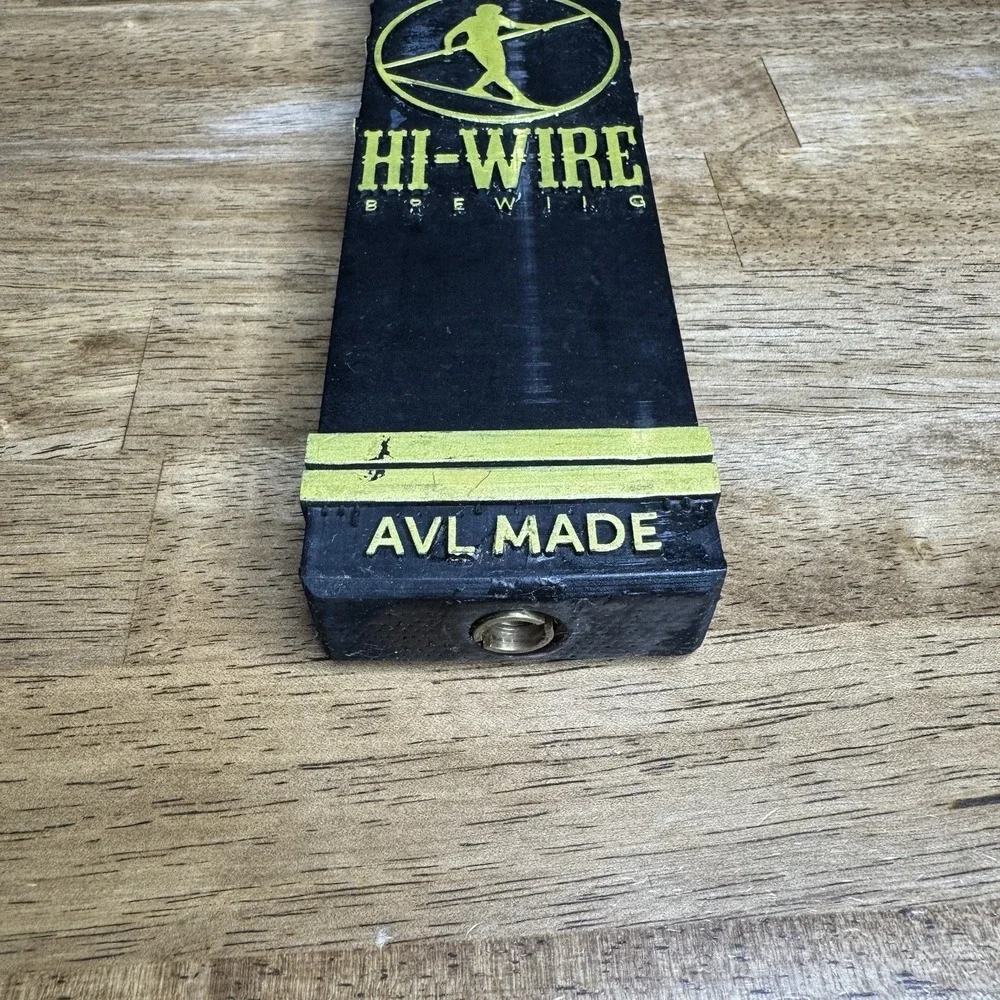 Hi-Wire Brewing Tap Handle AVL Made Draft Beer Bar Black Yellow Tall